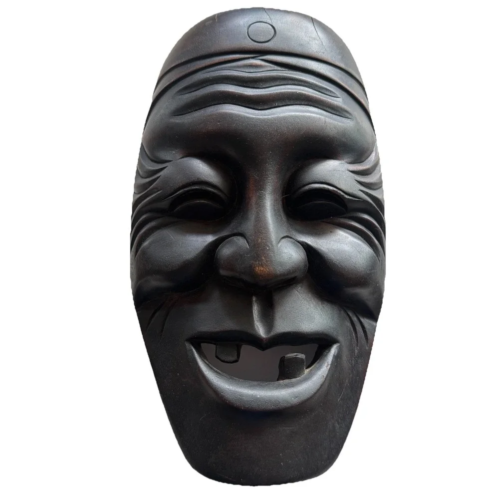 Large Hand Carved African Mask Wall Hang 13.5x8x3